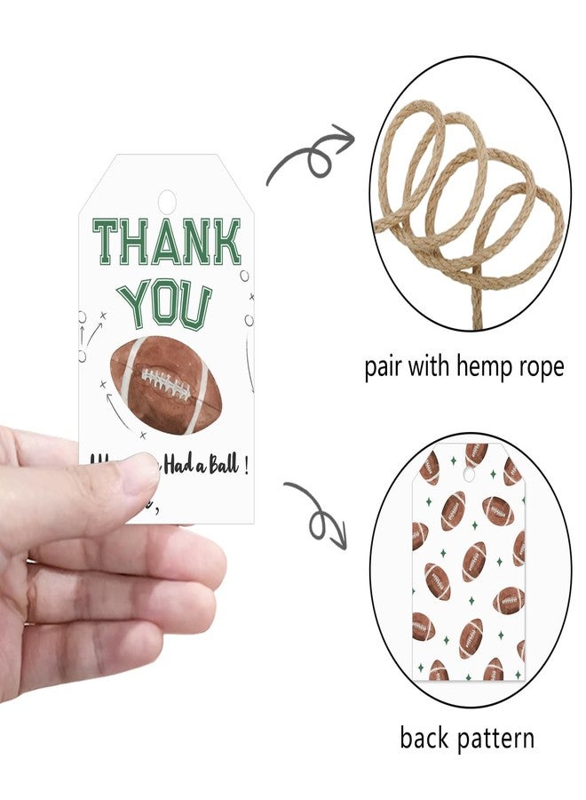 Aukolass 50pcs Football Thank You Tags, Rugby Favor Tags for Sport Themed Boy Birthday and Baby Shower Party Gift Wrapping Decoration (Football) - Image 3